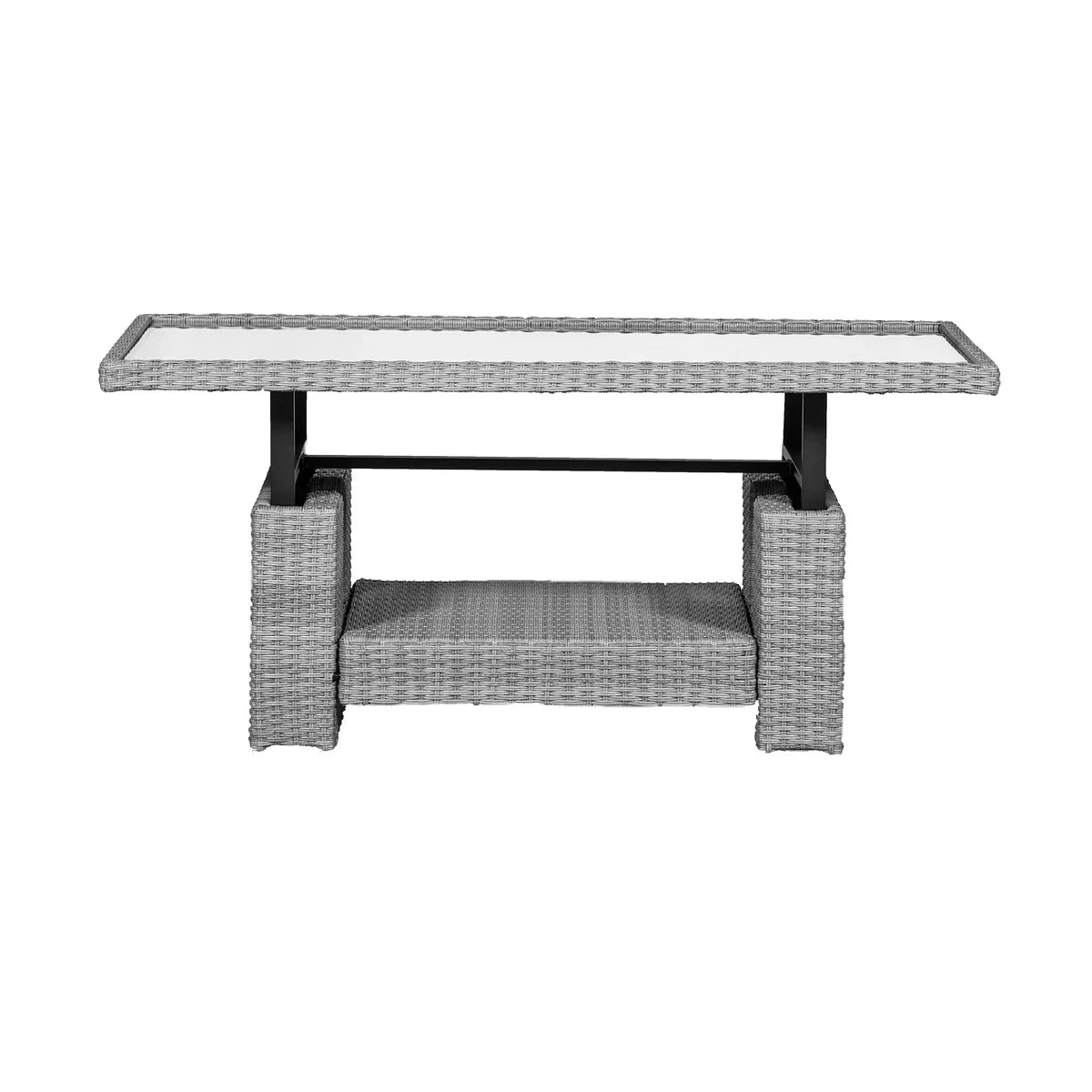 Outdoor Modern Furniture Hotel Villa Terrace Outdoor Rattan Garden Sofa Rattan Lounge Dining Set with Rise and Fall Table