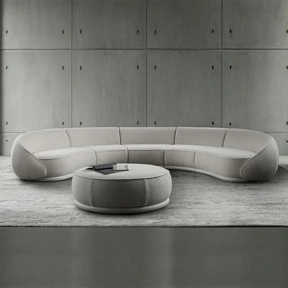 Luxury Nordic Lambswool Sofa Modern Curved Corner Living Room Sofas Stylish Comfort White Large Couch for Home Hotel Furniture