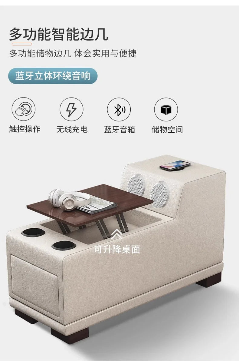 Simple modern leather sofa first layer cowhide living room large corner full set of light luxury leather sofa combination