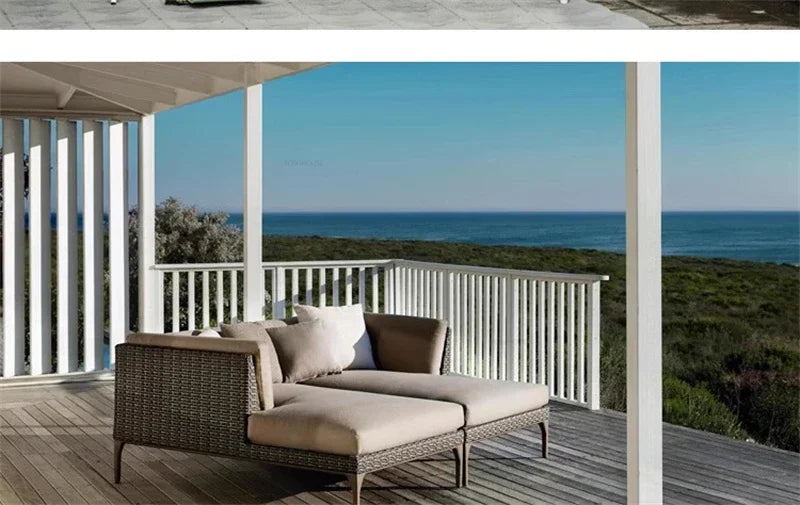 Nordic PE Rattan Outdoor Sofas Set Modern Garden Furniture Home Waterproof Sun Protection Set Leisure Patio Balcony Lounge Chair