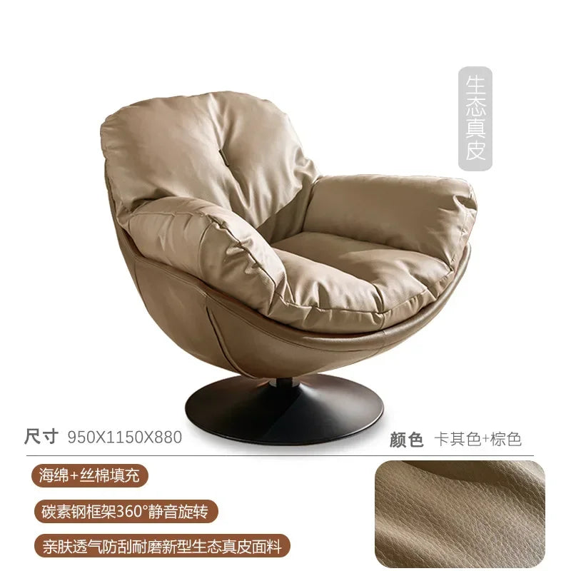Italian single sofa chair living room designer casual lazy sofa vintage swivel chair
