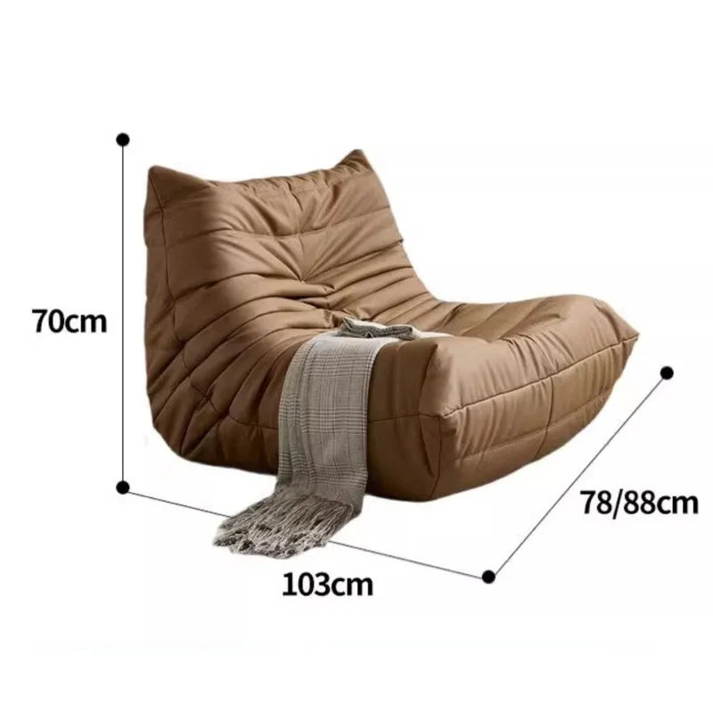 Caterpillar Togo Single Recliner Lazy Sofa Wabi-Sabi Style for Living Room Bedroom Balcony Leisure Reclining Sleep 78x103cm