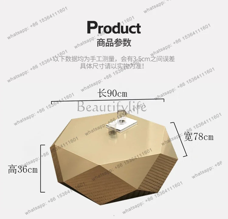 yj9 Golden diamond coffee table advanced sense modern simplicity special-shaped light luxury living room home Italian minimalist