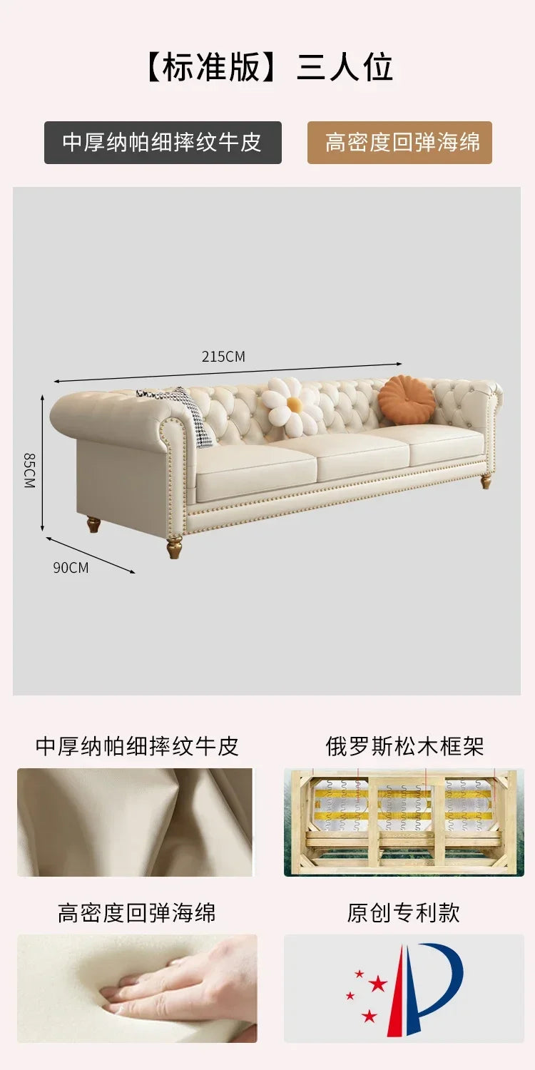 Designer Genuine Leather Sofas Fancy Living Room Lounge Floor Sofa Loveseat Modern Canape Salon De Luxe Apartment Furniture