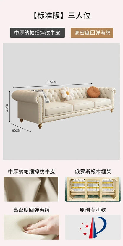 Designer Genuine Leather Sofas Fancy Living Room Lounge Floor Sofa Loveseat Modern Canape Salon De Luxe Apartment Furniture