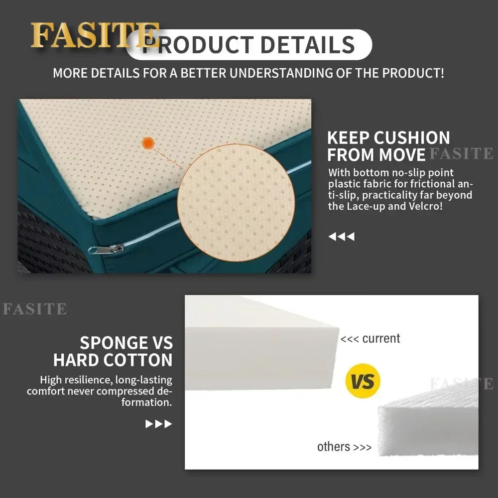 Patio Furniture Sets,  6 Pieces Couch Outdoor Chairs Coffee Table Peacock Blue Anti-Slip Cushions, Outdoor Furniture Sets