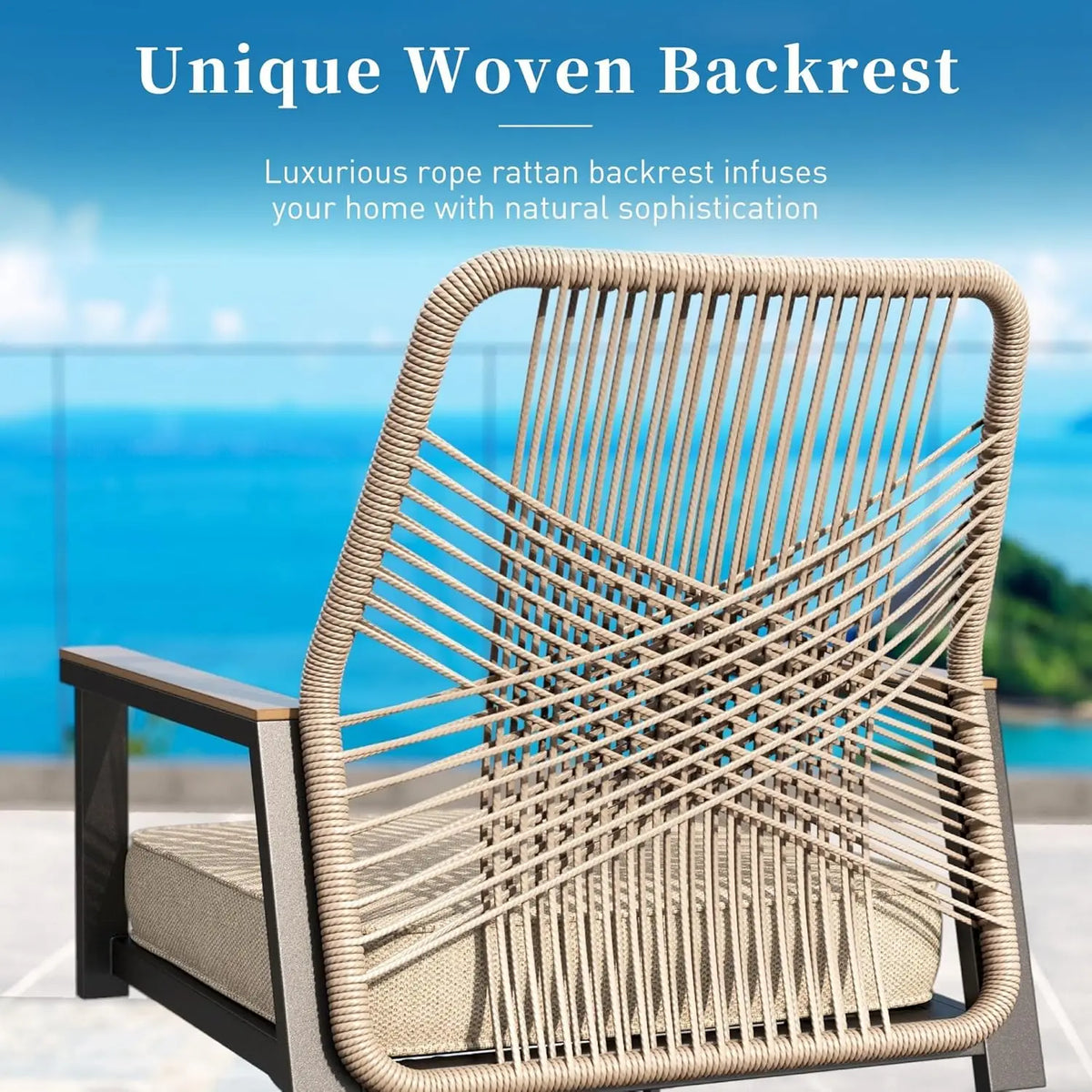 NEW Patio Dining Chairs Set of 6, All-Weather Woven Rattan Outdoor Chairs &Waterproof Cushion &Wrought Iron Frame