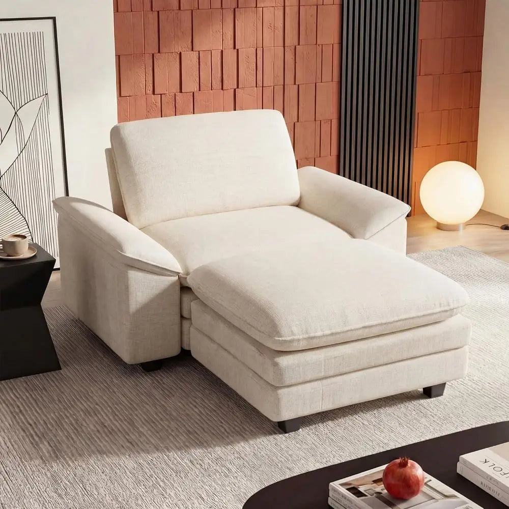 Oversized Chaise Lounge Chair Indoor, 54 Single Sofa Couch with Ottoman, Sleeper Sofa Bed, Comfy Cloud Deep Seat Couches with P