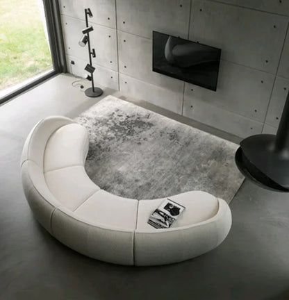 Sili Style Living Room Moon Faux Leather Fabric Nordic Designer Semi-Arc Light Luxury Cashew Curved Sofa living room furniture