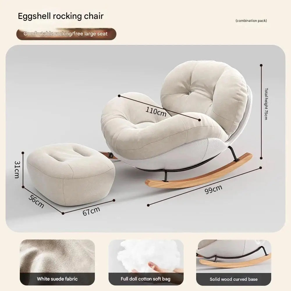Eggshell Rocking Chair for Home Living Room Single Sofa Lazy Chair Balcony Leisure Chair Girls Pink Rocking Chair