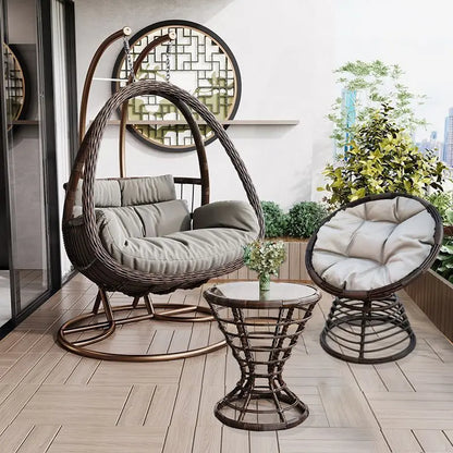 Egg Outdoor Rattan Swing Pod Garden Double Seater Patio Price Round Basket Indoor Hot Sell Wicker Shaped Swinging Hanging Chair