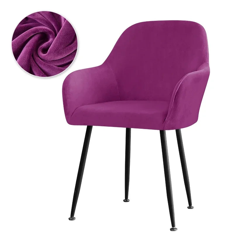 Thick Velvet Chair Covers Plush Fleece High Arm Chair Cover Elastic Slipcover All-inclusive Solid Chair Cover