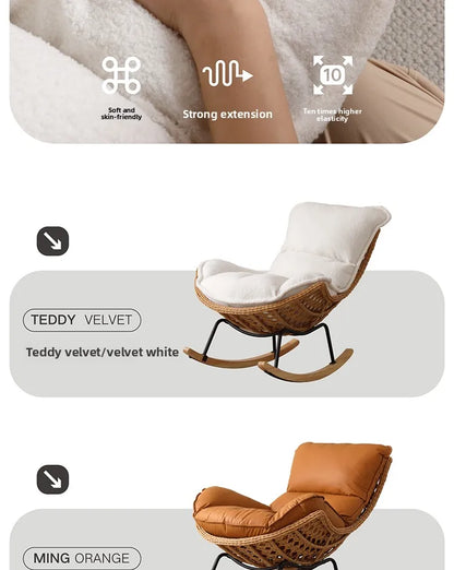 Modern Rocking Lounge Chair for Balcony Woven Rattan Lobster Chair Indoor Swing Seat Comfortable Single Sofa for Living Room