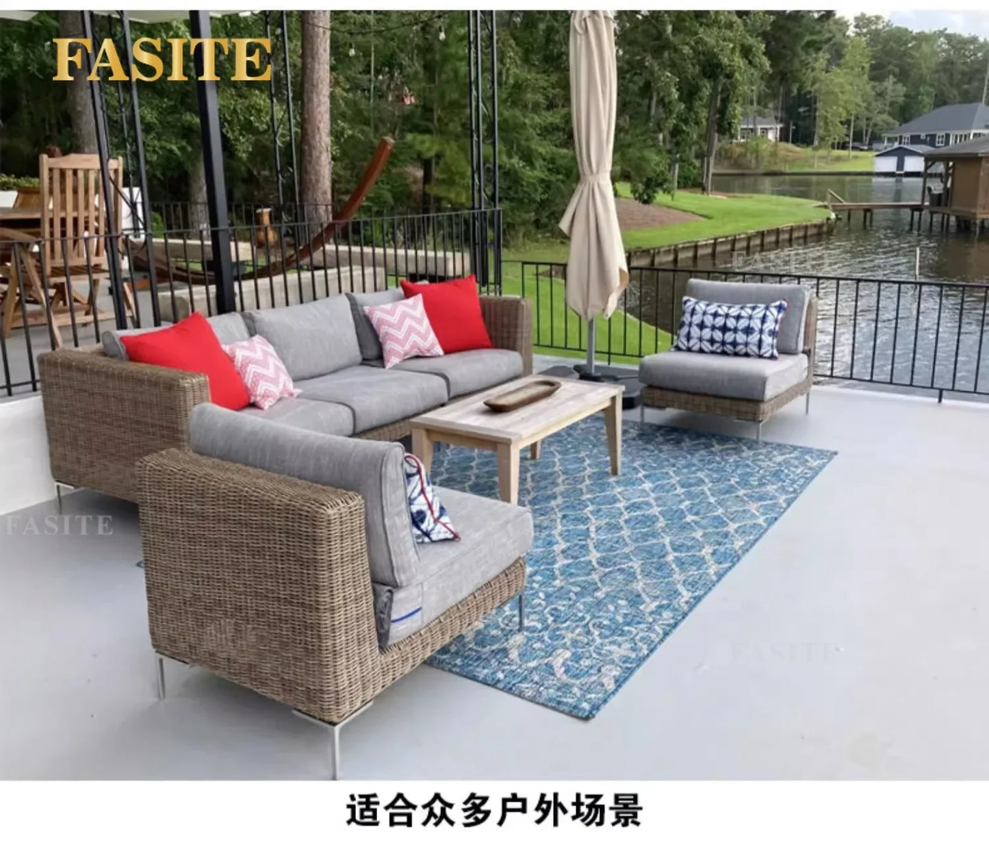 Outdoor rattan sofa outdoor rattan garden homestay sofa furniture