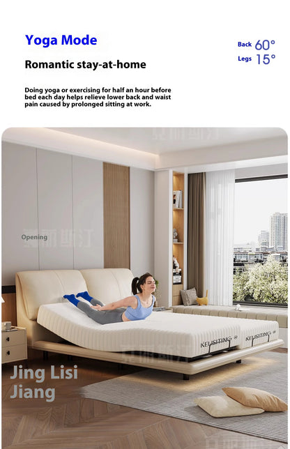 Soft Luxury Modern Double Bed Lift Up Electric Adults Smart Double Bed Queen Mattress Camas De Dormitorio Bedroom Furniture