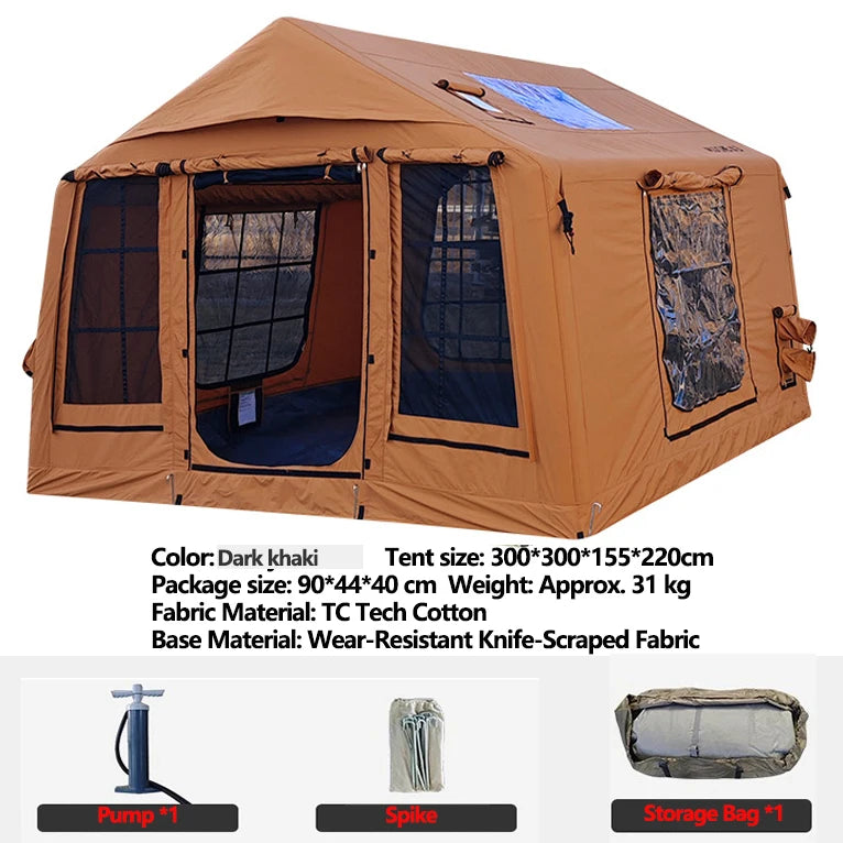 Outdoor Camping Tents for 3-4 People Fully Automatic Inflatable Marquee TC Cotton Camping Site Stargaze Canopies Canvas Marquee