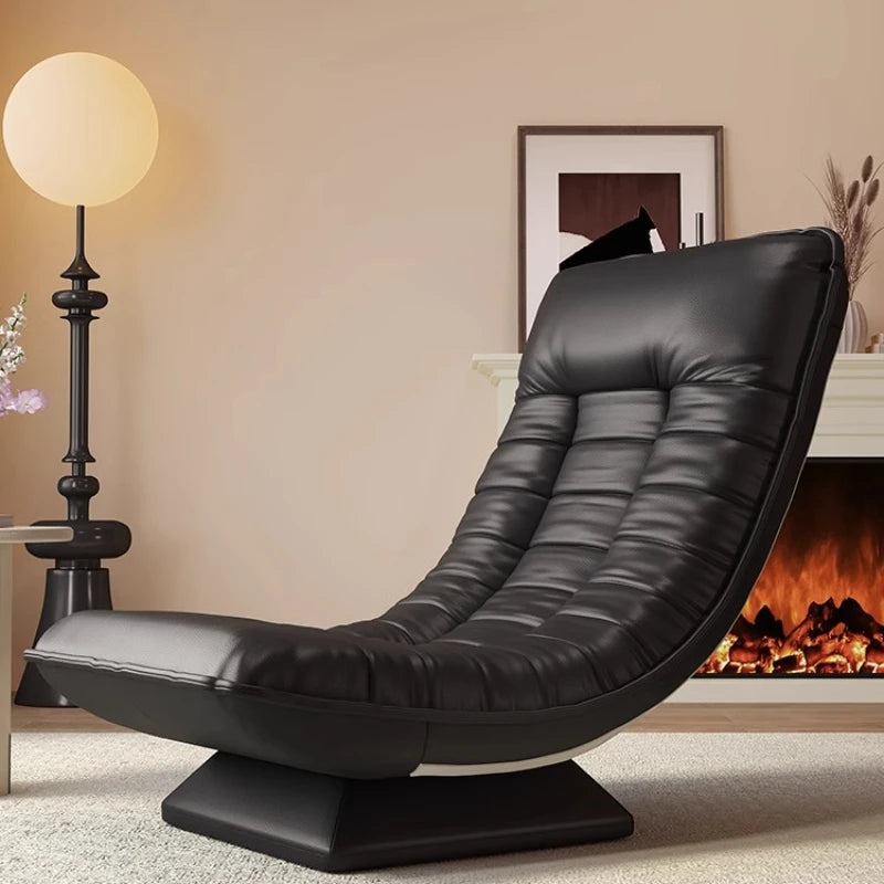 Fashion single sofa chair rotatable Italian light luxury living room balcony casual reclining sofa moon swivel chair