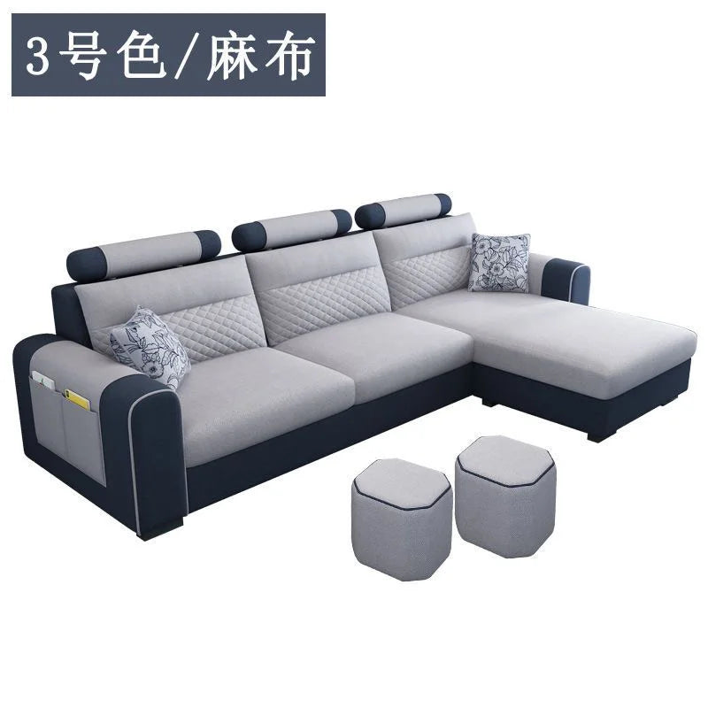 Modern Three-Seat Fabric Sofa Set Convertible Removable for Easy Care for Small Apartment or Modern Living Room for Villas