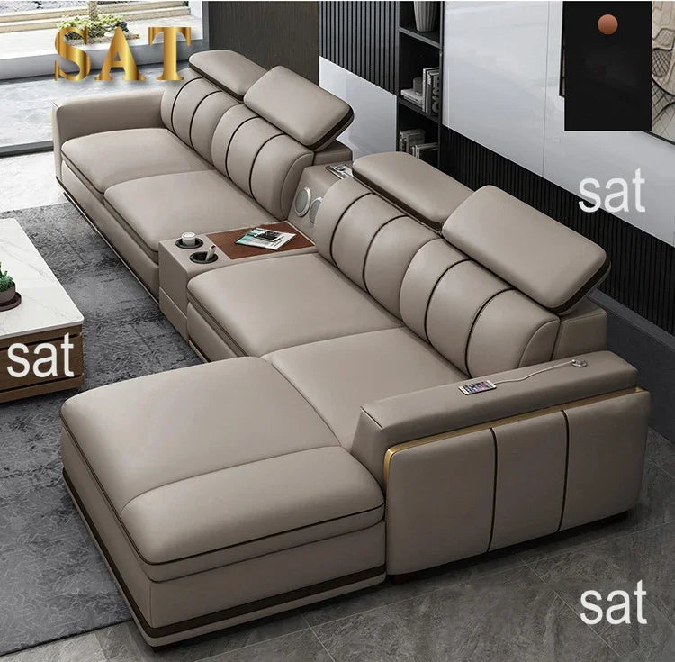 For Nordic 1 2 3  L Shape Luxury Leather Living Room Furniture Sectional Sofa Couch