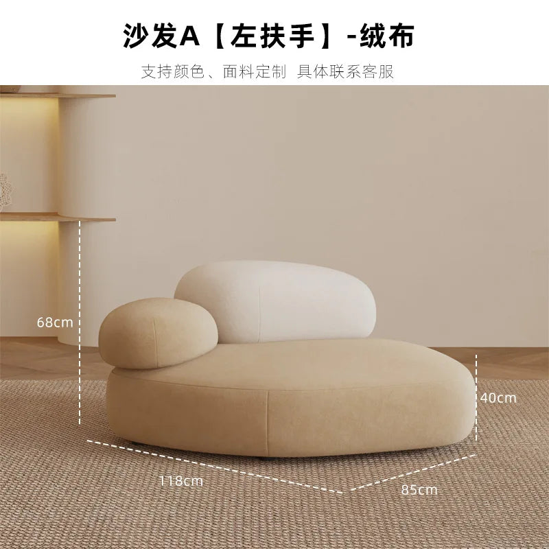 Fabric curved small apartment living room sofa light luxury modern sitting area reception