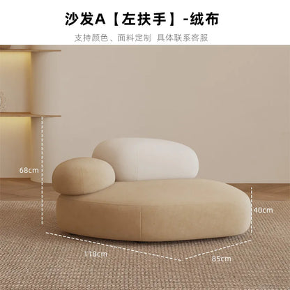 Fabric curved small apartment living room sofa light luxury modern sitting area reception
