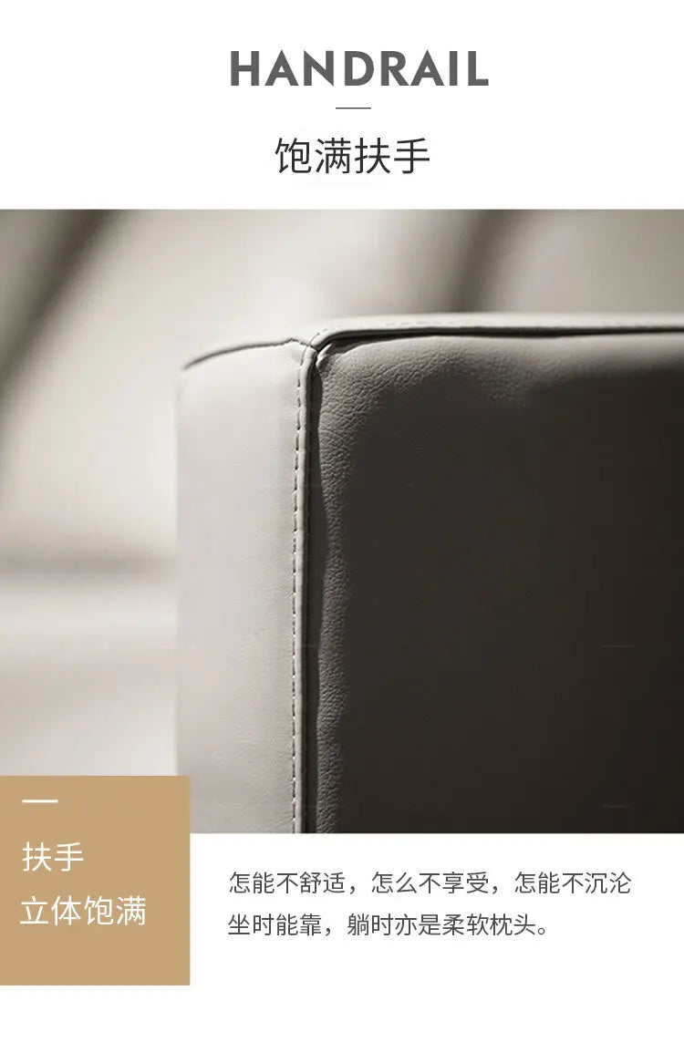Italian minimalist leather sofa living room size apartment princess corner first layer cowhide down combination light luxury sty