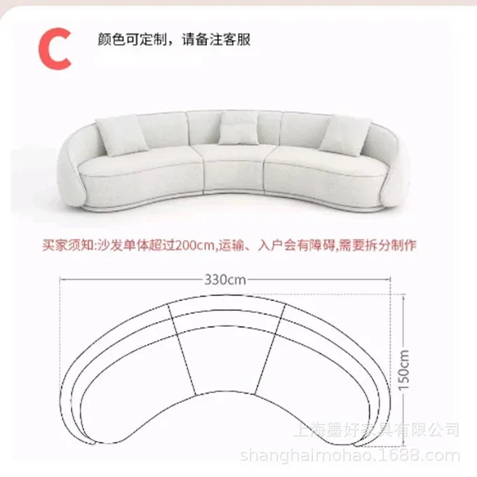 Nordic Italian wabi style living room moon technology cloth lamb wool Internet celebrity half arc light luxury