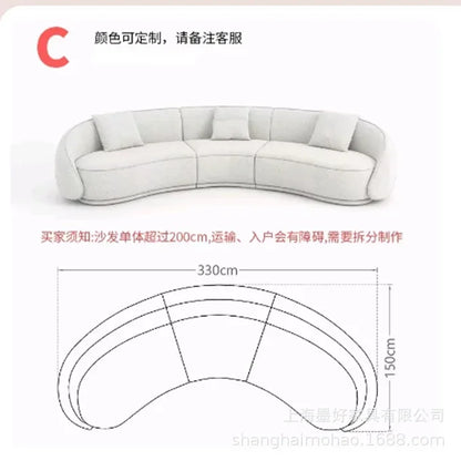 Nordic Italian wabi style living room moon technology cloth lamb wool Internet celebrity half arc light luxury