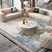A Modern Modular Sofa Simple Leather Living Room Sofas Light Luxury 3 Seater Classic White Leather Soft Single Sofa