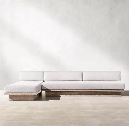 Modern Luxury Garden Outdoor Dining Table Large Sofa Set Burmese Teak Wood For Patio Terrace Beach Leisure Exterior Application