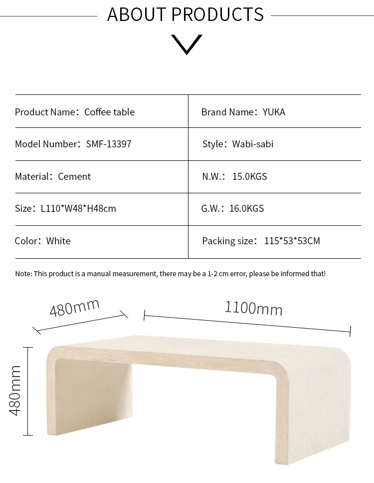Modern Concrete Fiber Cement Tea Table  Outdoor side Table Furniture rectangle Concrete Coffee tables bench