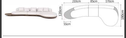 YWalnut color special-shaped sofa disposable technology fabric modern wabi-sabi style living room home design sense