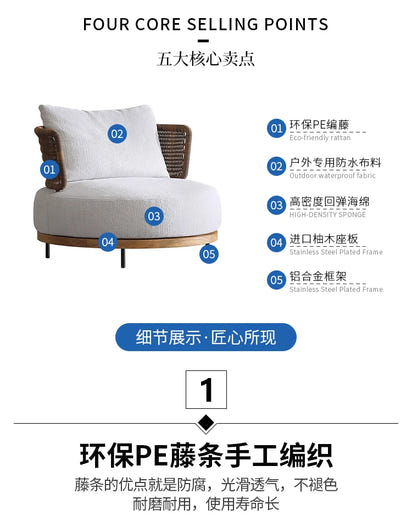 Italian Style Modern Garden Sofas Designer Simplicity Waterproof and Sunscreen Garden Sofas Luxury Outdoor Furniture Divano FYOS