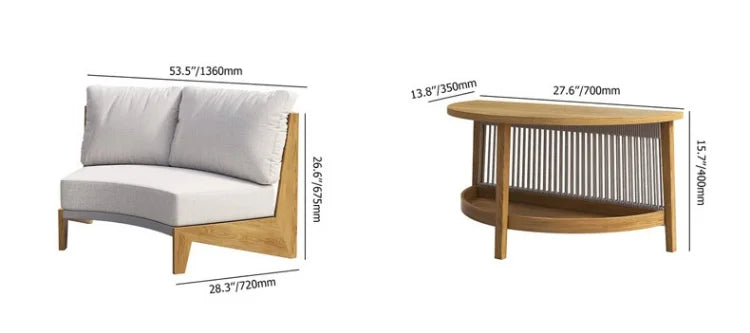 Outdoor garden balcony teak sofa outdoor leisure villa garden courtyard waterproof sunscreen solid wood furniture combination