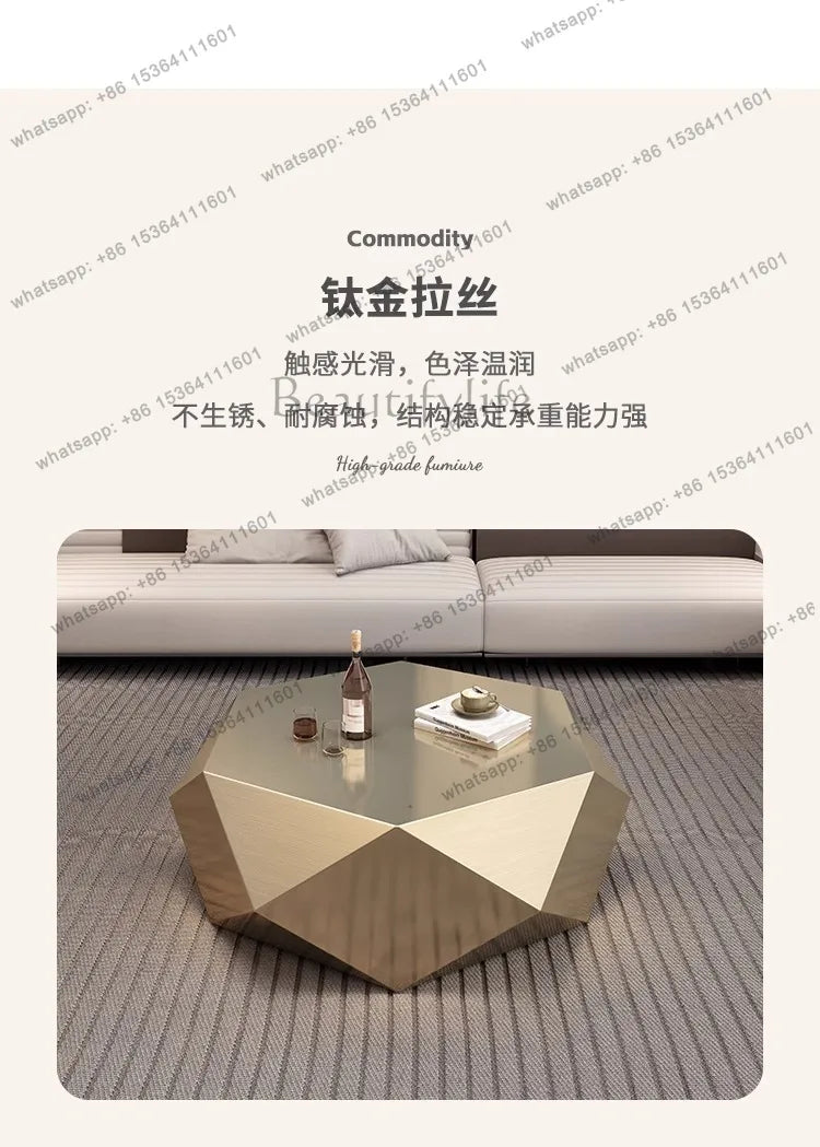 yj9 Golden diamond coffee table advanced sense modern simplicity special-shaped light luxury living room home Italian minimalist