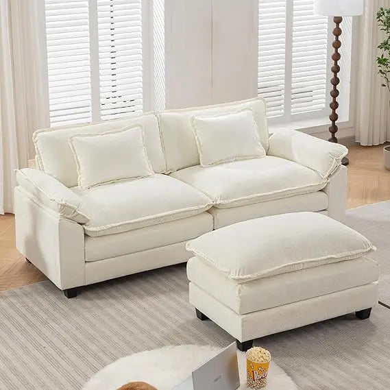Comfy Cloud Couch Modular Sectional Sofa, Modern Chenille Deep Seat Sleeper Couches with Ottoman and Pillows for Living Room