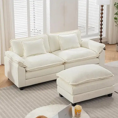Comfy Cloud Couch Modular Sectional Sofa, Modern Chenille Deep Seat Sleeper Couches with Ottoman and Pillows for Living Room