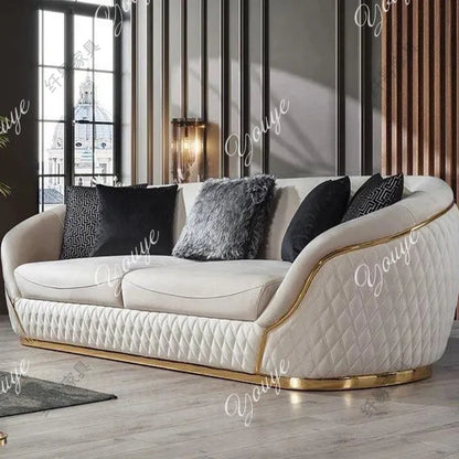 European velvet sofa modern simple size apartment living room Italian light luxury leather straight-row sofa combination