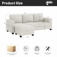 Pet-Friendly 78 L-Shaped Modular Sofa with Washable Cover and Convertible Three-Seater for Living Room