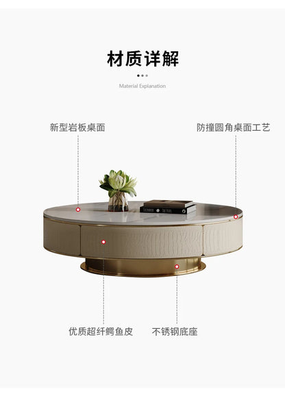 A163 Italian Light Luxury Stainless Steel round Living Room Home Coffee Table Modern Side Table