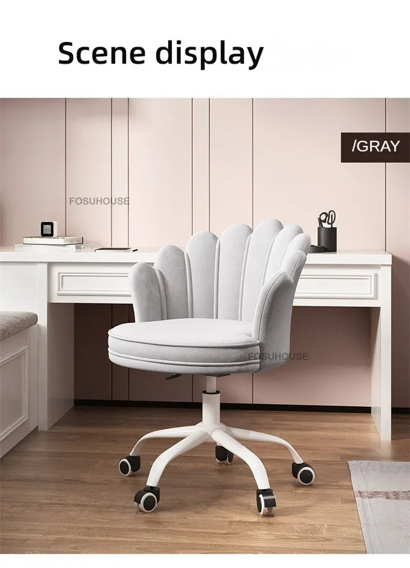 Creative Simple Fabric Petal Office Chairs Household Bedroom Gaming Chairs Lift Backrest Computer Chair for Study Desk Chair WW