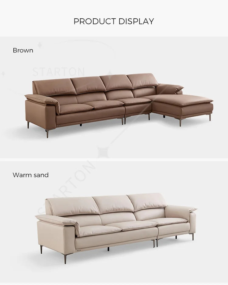 Fabric Sofa Set Living Room Furniture Modern Brown Color Leather Sofa