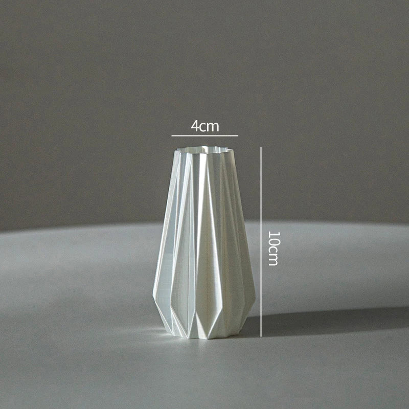 Modern Style Vase Room Decoration Plastic Flower Vase Wihte Black Flower Bottle Aesthetic Floral Arrangement Display Vase