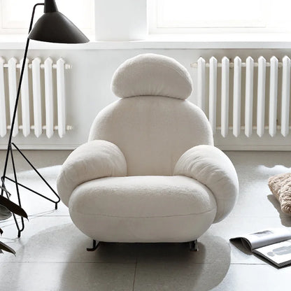 Big white rocking chair lazy sofa rocking chair cream wind single sofa recliner