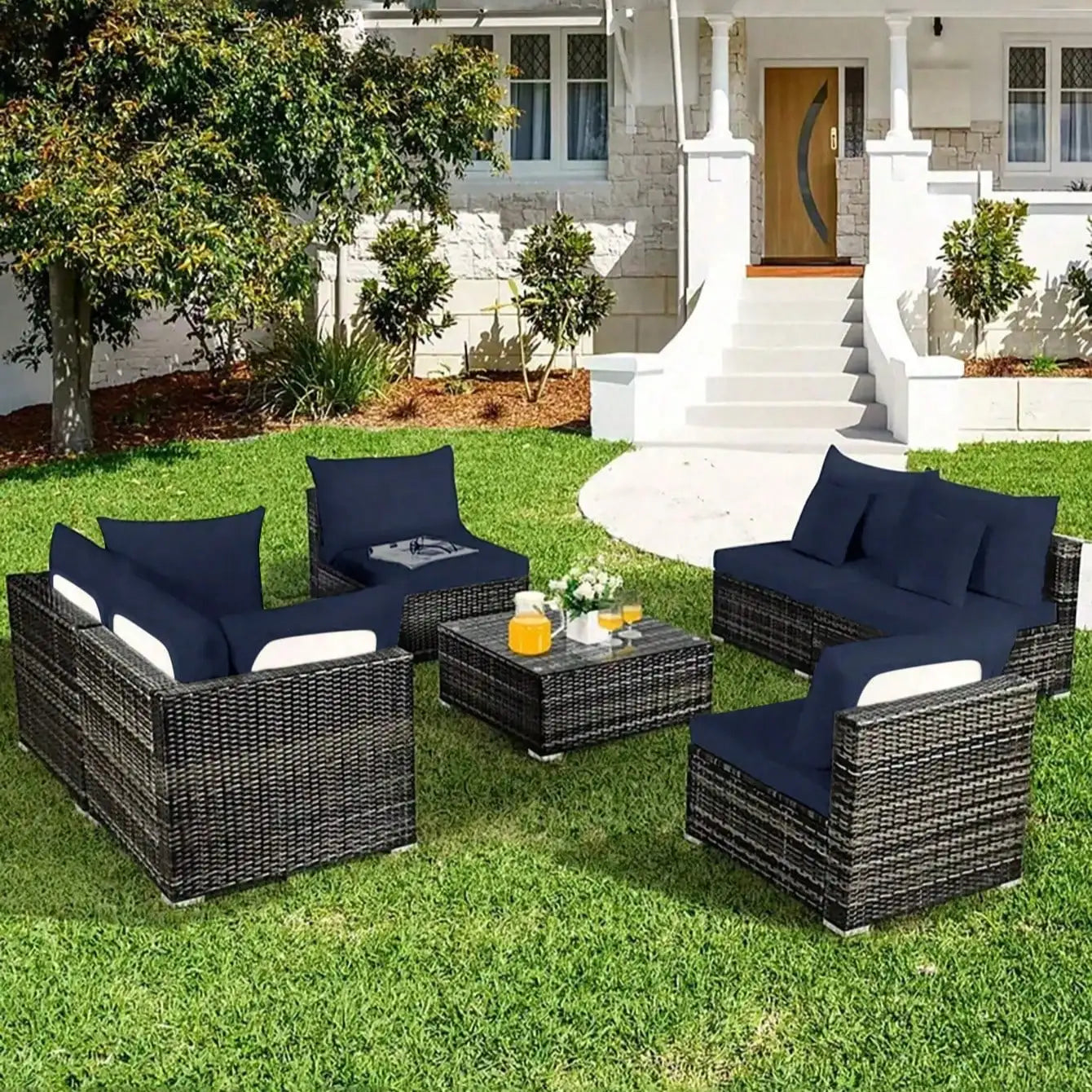 Outdoor Tropical Print Sofa Cushion Covers - Non-Slip Furniture Protectors, Replacement for Individual Seat Cushions