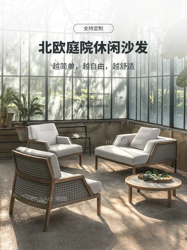 Outdoor rattan sofa, outdoor garden, courtyard, waterproof, sun protection, leisure terrace, furniture combination