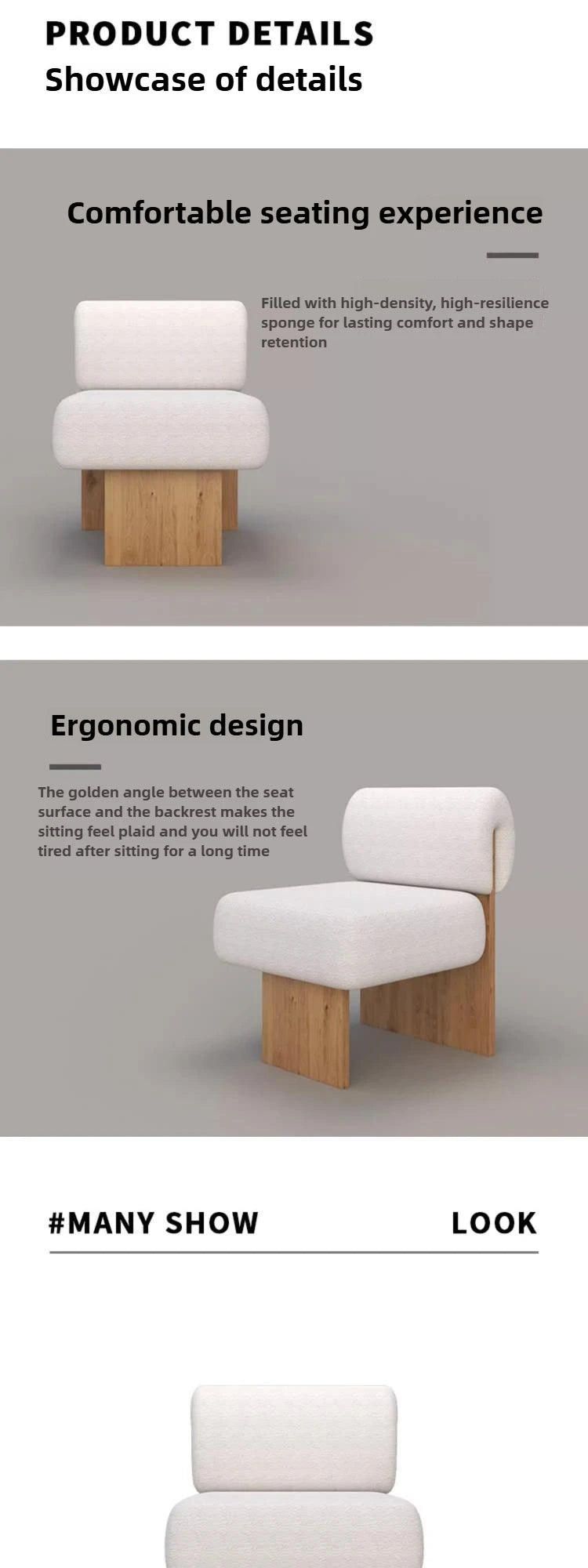 Wabi Sabi Style Single Sofa Chair, Casual Designer, Small-sized Solid Wood Hotel, Homestay, Living Room, Balcony, Single Chair