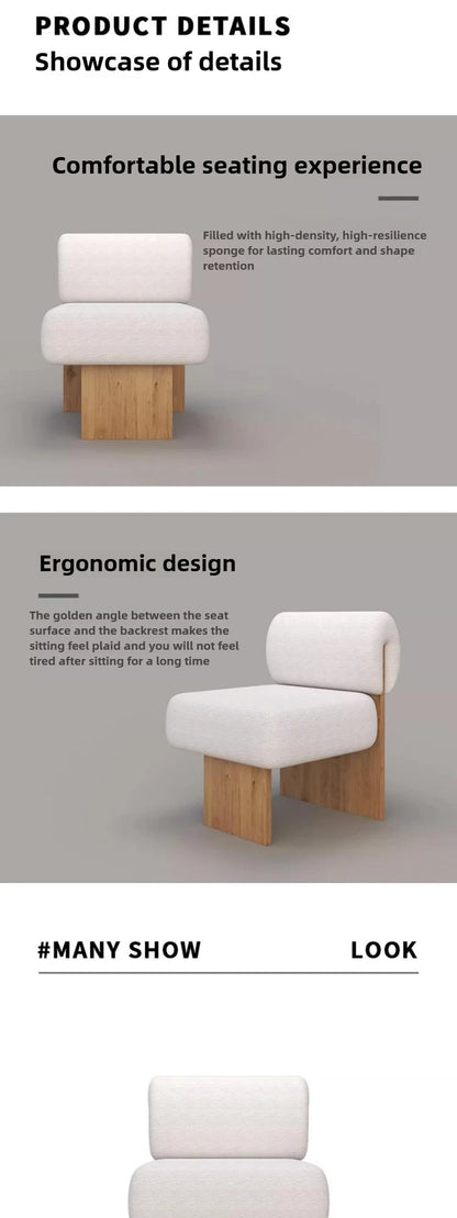 Wabi Sabi Style Single Sofa Chair, Casual Designer, Small-sized Solid Wood Hotel, Homestay, Living Room, Balcony, Single Chair