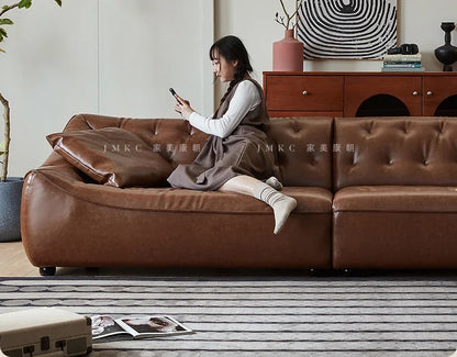 The original bean bag sofa, American retro style, oil wax leather, large sitting, deep, second-hand, first-hand leather, cowhide