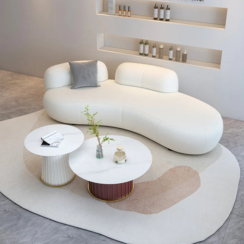 Customizable office small apartment technology fabric Nordic light luxury lounge area reception white sofa